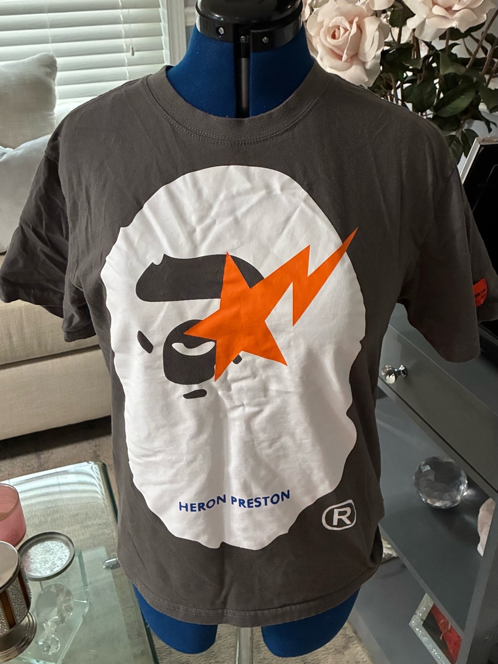 Bape X Heron Preston Men’s Gray Tee